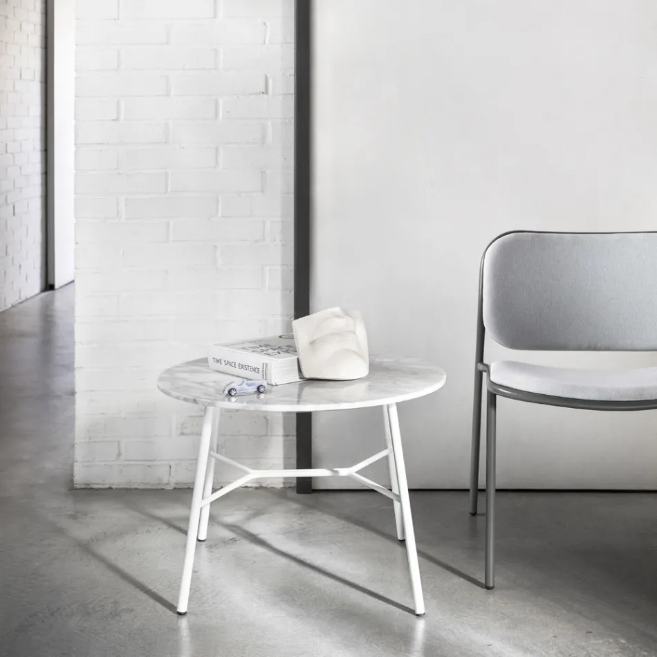 Masuta de cafea cu blat rotund din marmura Made in Italy - Makino Viadurini