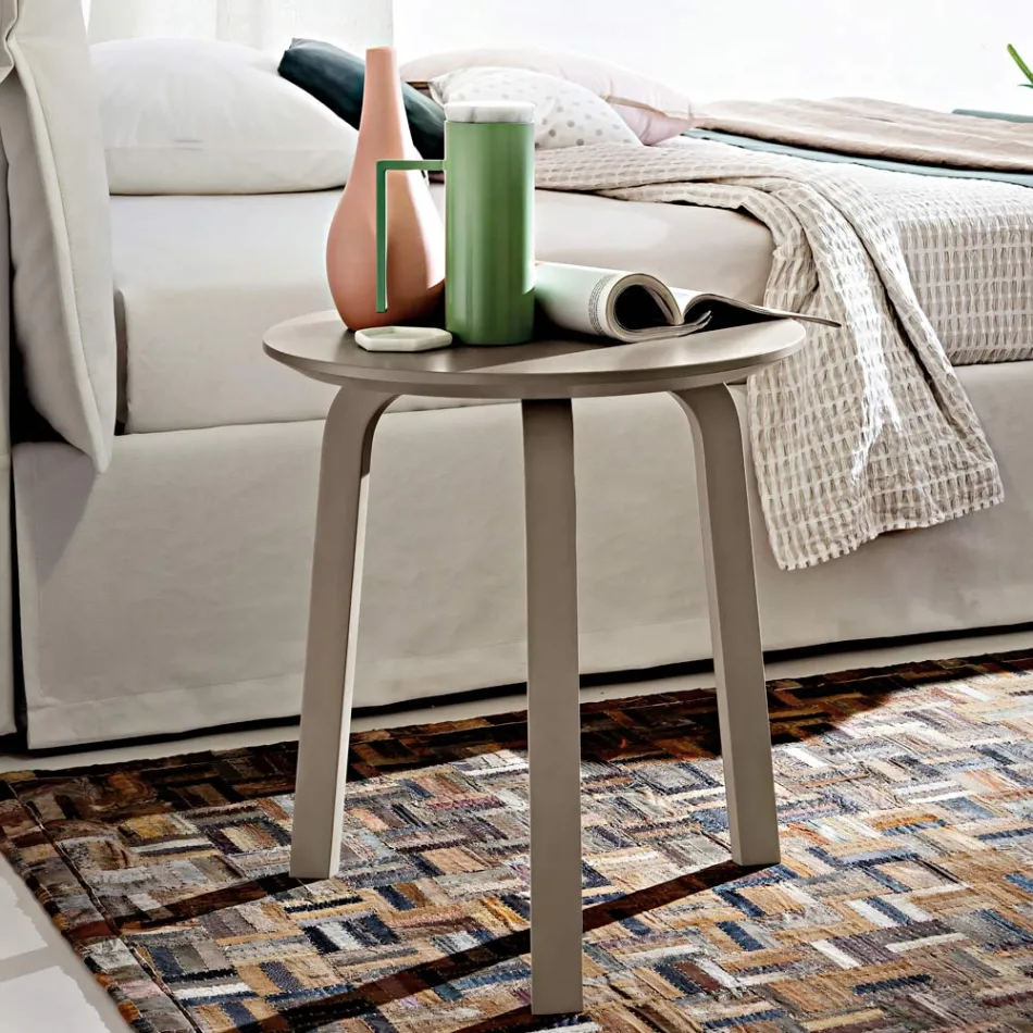 Masă de cafea pentru sufragerie cu blat rotund din MDF lăcuit Made in Italy, Precious - Tobiko Viadurini