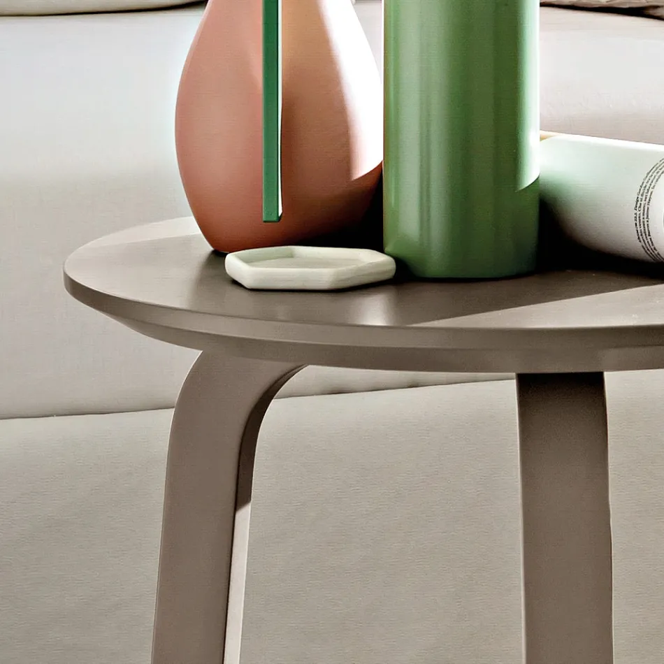 Masă de cafea pentru sufragerie cu blat rotund din MDF lăcuit Made in Italy, Precious - Tobiko Viadurini