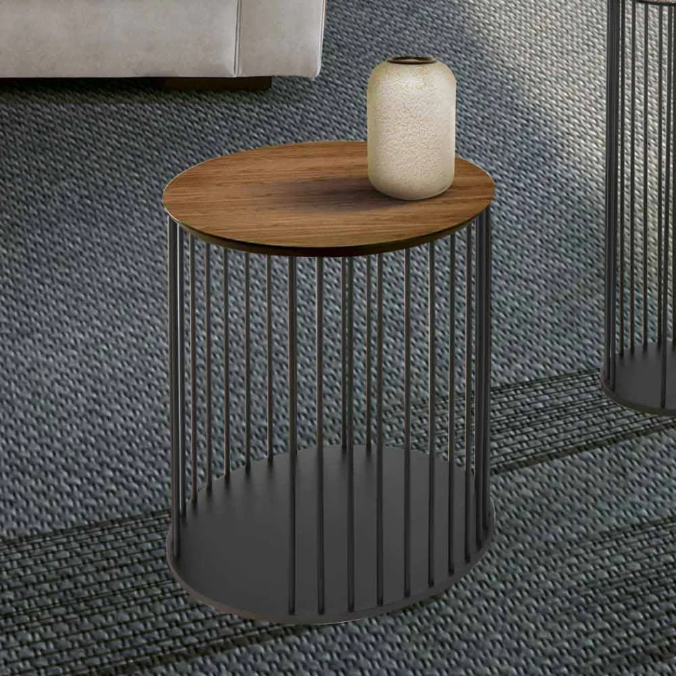 Măsuță de cafea cu blat rotund din lemn Made in Italy - Montebianco Viadurini