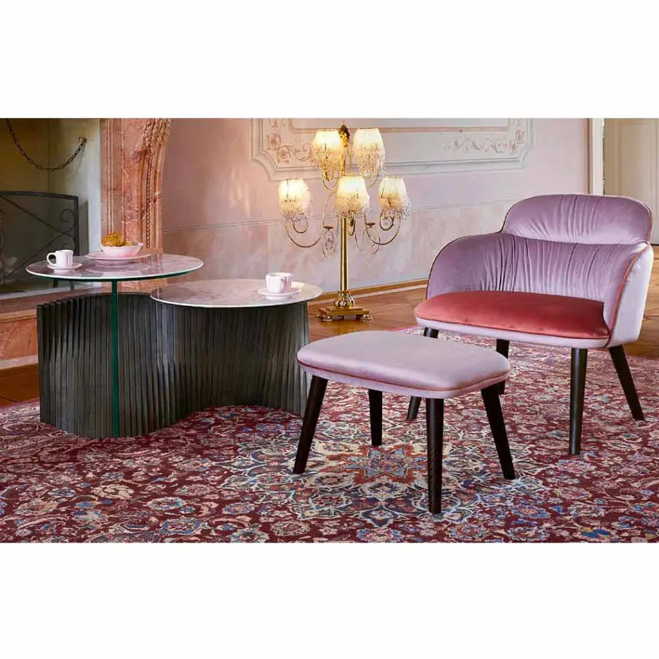 Masă de cafea de design cu 2 blaturi rotunde în Gres Made in Italy - Stockholm Viadurini