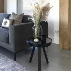 Masă de cafea de design cu blat rotund și picioare din lemn masiv - Salerno Viadurini