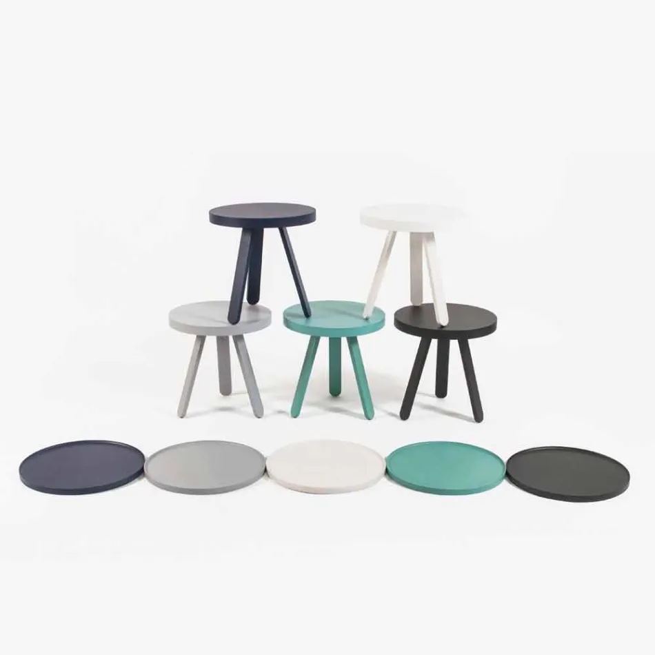 Masă de cafea de design cu blat rotund și picioare din lemn masiv - Salerno Viadurini