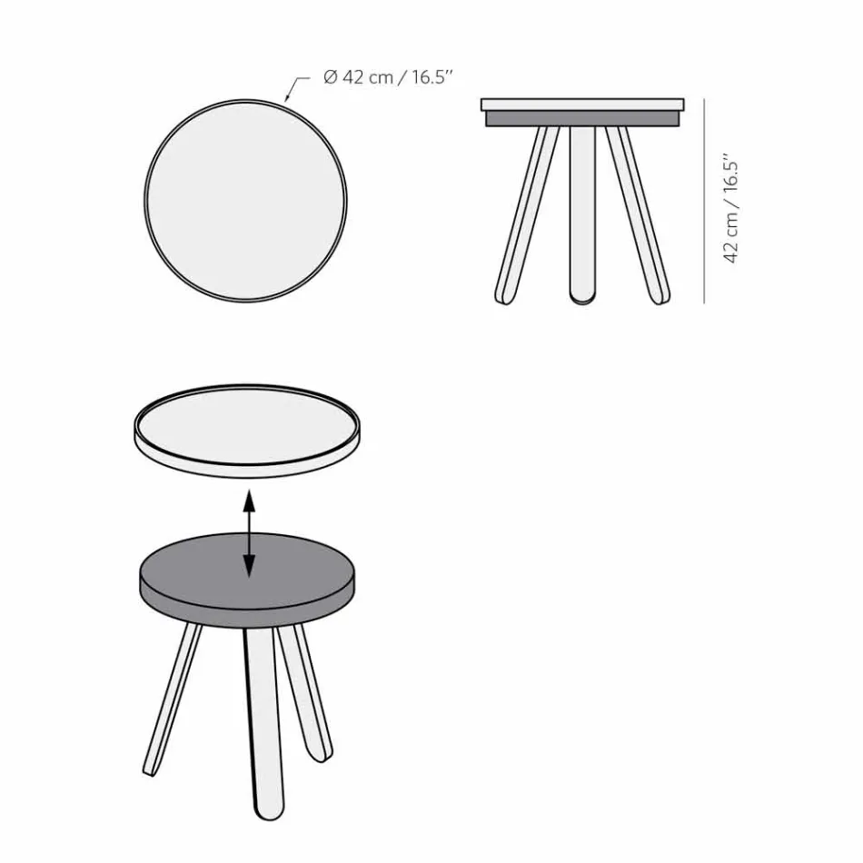 Masă de cafea de design cu blat rotund și picioare din lemn masiv - Salerno Viadurini