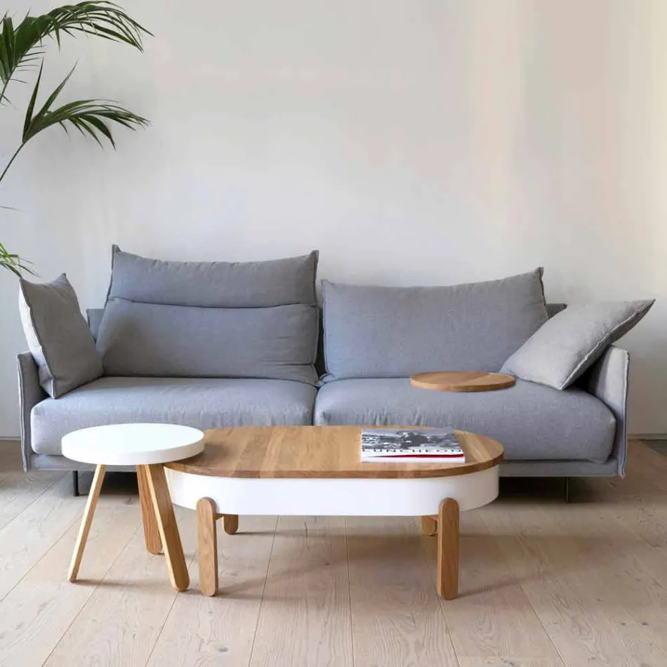 Masă de cafea design din lemn masiv și metal lăcuit - Salerno Viadurini