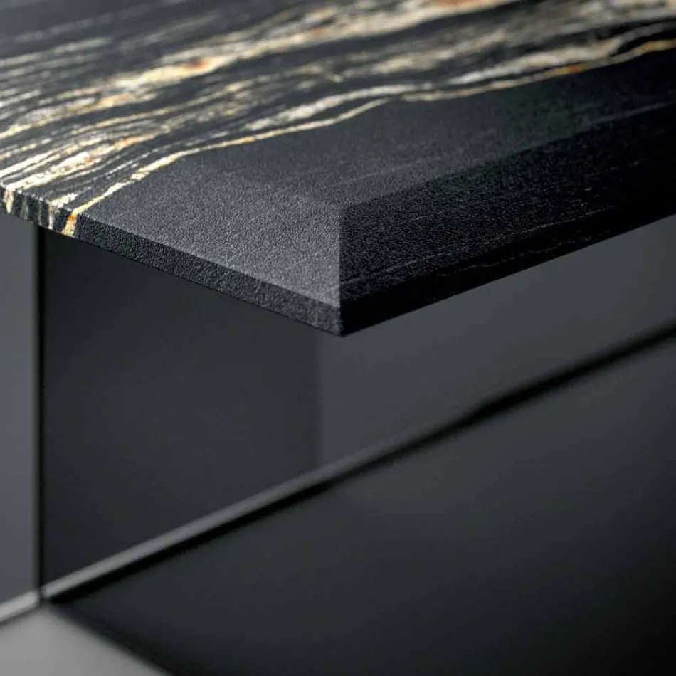 Masă de cafea design în marmură cu bază din sticlă Made in Italy - Molino Viadurini