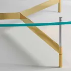 Masă de cafea design din sticlă cu bază metalică Made in Italy - Cinci Viadurini