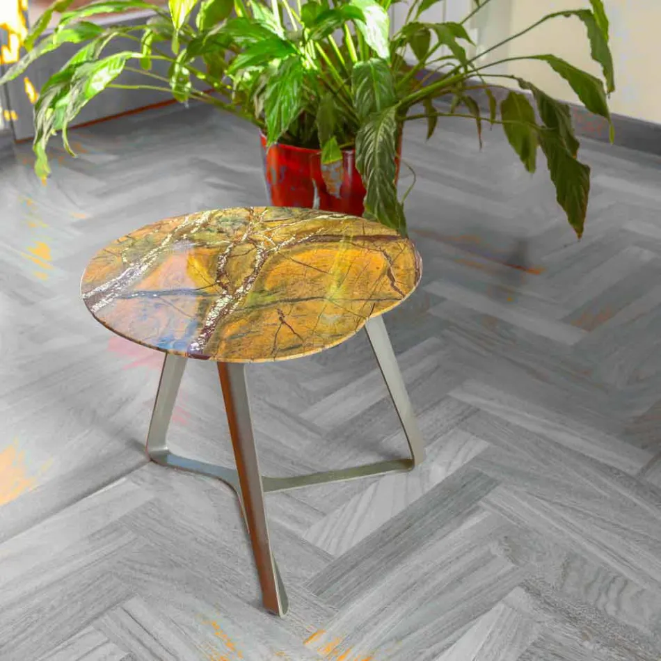 Măsuță de cafea Fabricată manual din marmură și oțel Made in Italy - Prince Viadurini