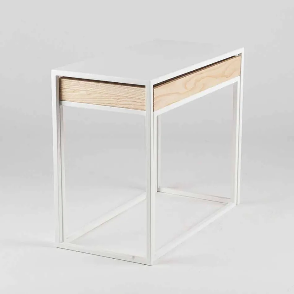 Masuta de cafea din otel cu tava de frasin Made in Italy - Dantela Viadurini