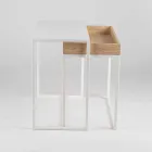 Masuta de cafea din otel cu tava de frasin Made in Italy - Dantela Viadurini