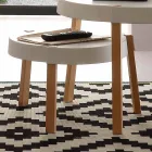 Masuta de cafea din lemn de fag cu blat din polipropilena Pineto alba Viadurini