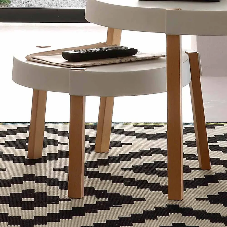 Masuta de cafea din lemn de fag cu blat din polipropilena Pineto alba Viadurini