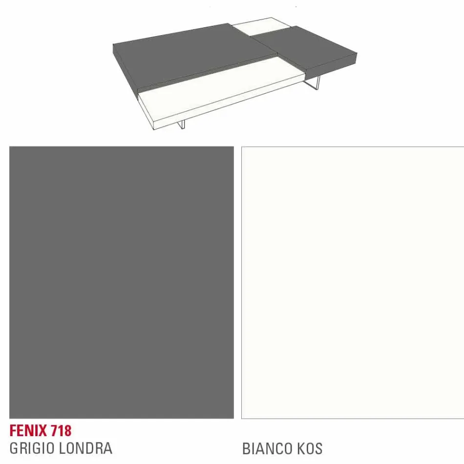 Masuta de cafea Fenix cu picioare transparente Made in Italy - Justin Viadurini