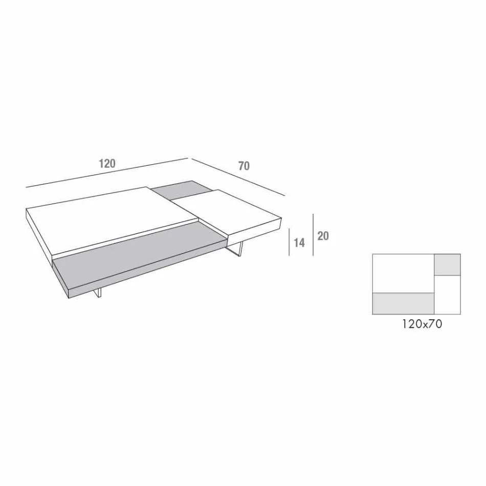 Masuta de cafea Fenix cu picioare transparente Made in Italy - Justin Viadurini