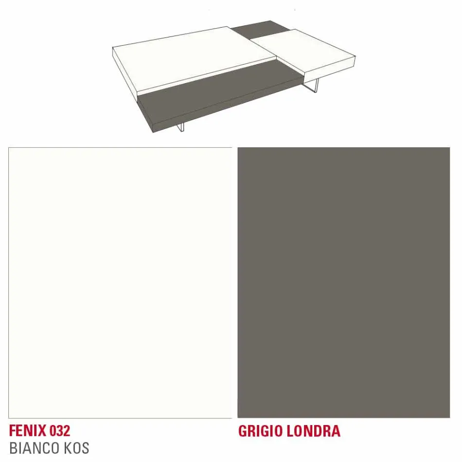 Masuta de cafea Fenix cu picioare transparente Made in Italy - Justin Viadurini