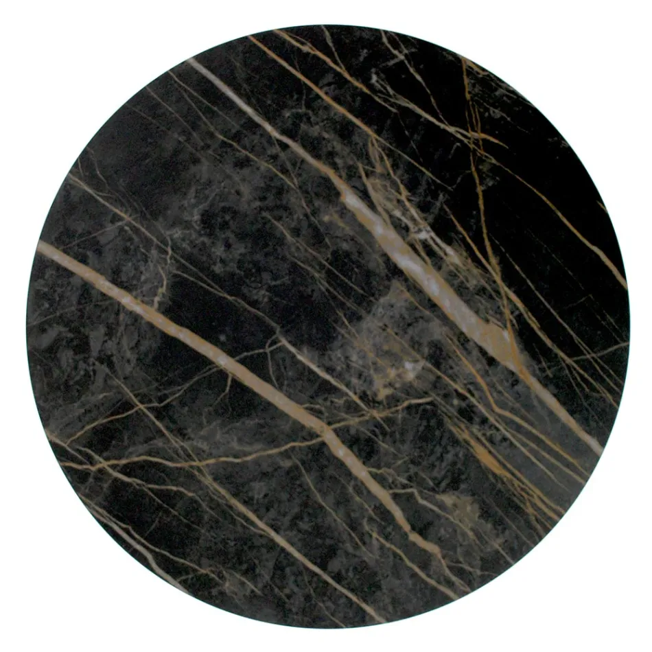 Masuta de cafea din gresie cu baza din otel Made in Italy - Aspira Viadurini