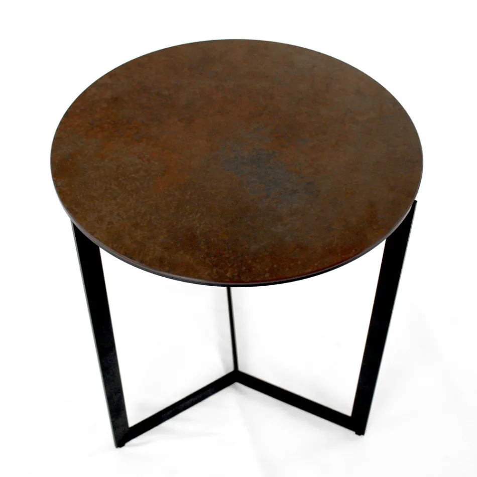 Masuta de cafea din gresie cu baza din otel Made in Italy - Aspira Viadurini