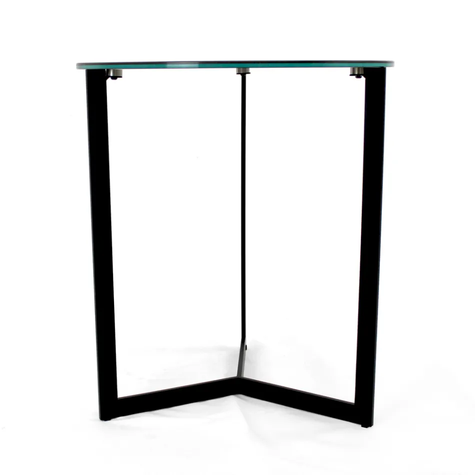 Masuta de cafea din gresie cu baza din otel Made in Italy - Aspira Viadurini