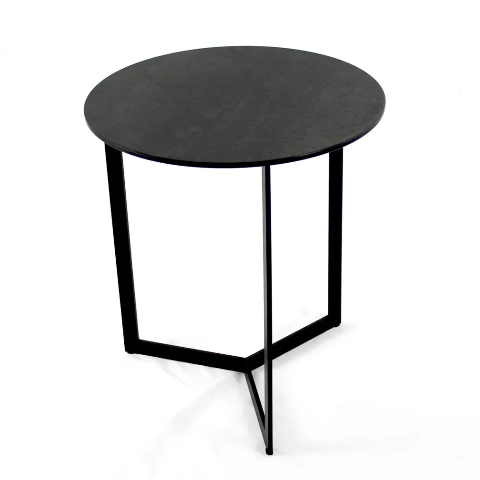 Masuta de cafea din gresie cu baza din otel Made in Italy - Aspira Viadurini