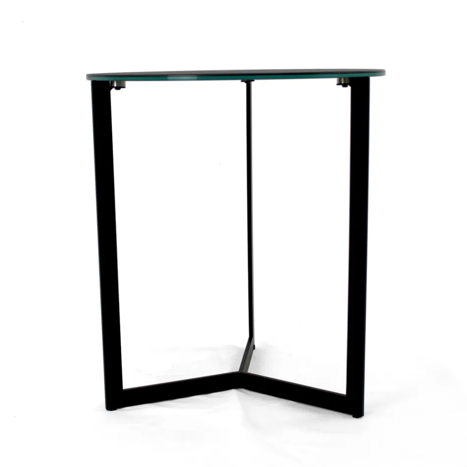 Masuta de cafea din gresie cu baza din otel Made in Italy - Aspira Viadurini