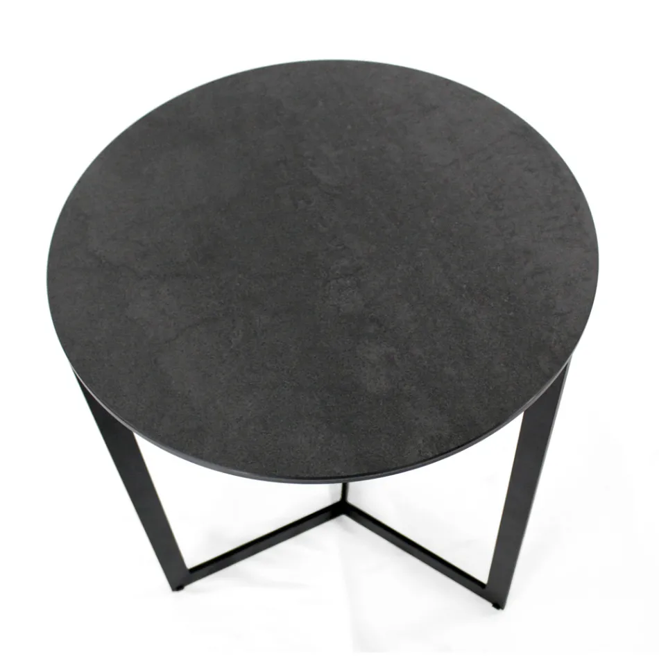 Masuta de cafea din gresie cu baza din otel Made in Italy - Aspira Viadurini