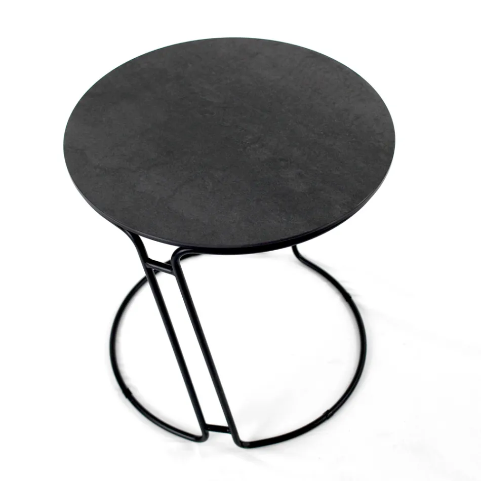 Masuta de cafea din portelan Grès si baza rotunda Made in Italy - Tullia Viadurini