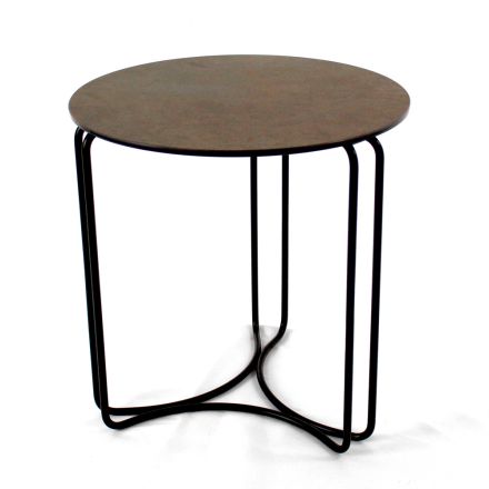 Masuta de cafea din gresie rotunda si baza cu 3 semilune Made in Italy - Arepa Viadurini