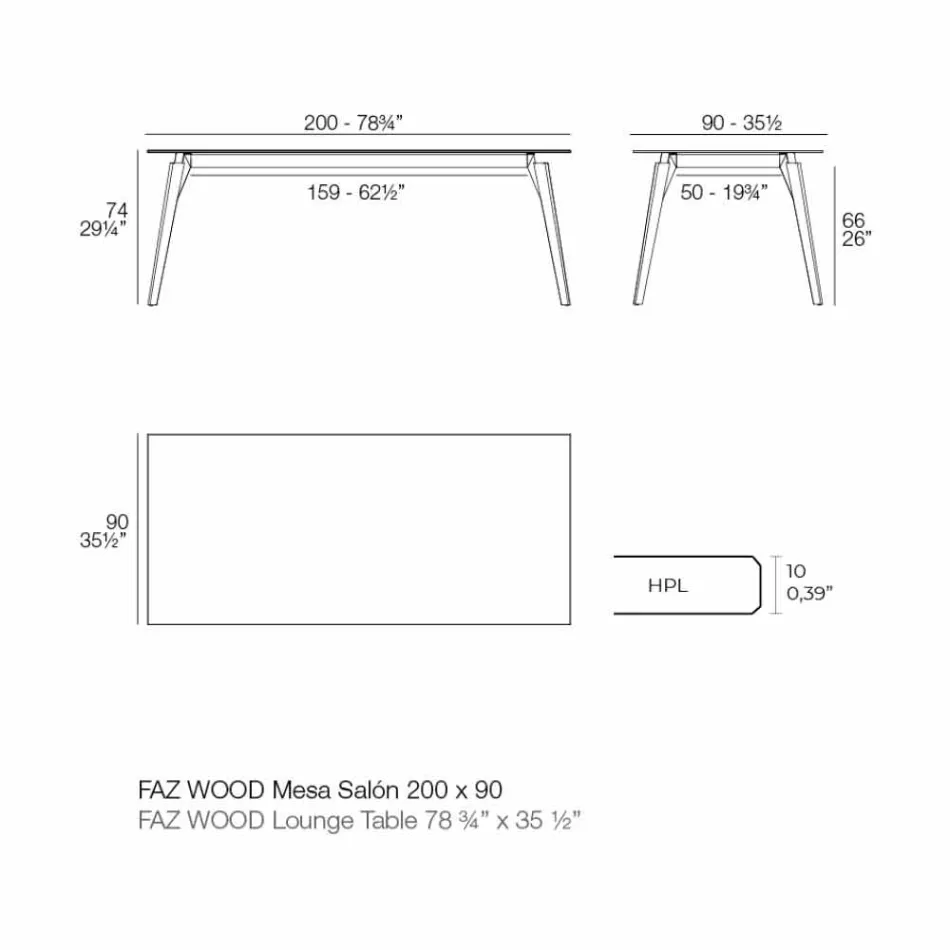 Măsuță de cafea din laminat alb sau negru în 2 dimensiuni - Faz Wood de Vondom Viadurini
