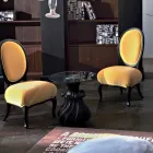 Masa de cafea din lemn masiv de cafea și cristal diametru 60cm, Margo Viadurini