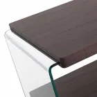 Măsuță de cafea din MDF de nuc și sticlă transparentă în 2 dimensiuni - Mindie Viadurini