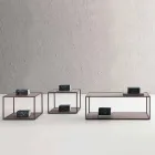 Masuta de cafea din metal cu blaturi din cristal Made in Italy - Fermio Viadurini