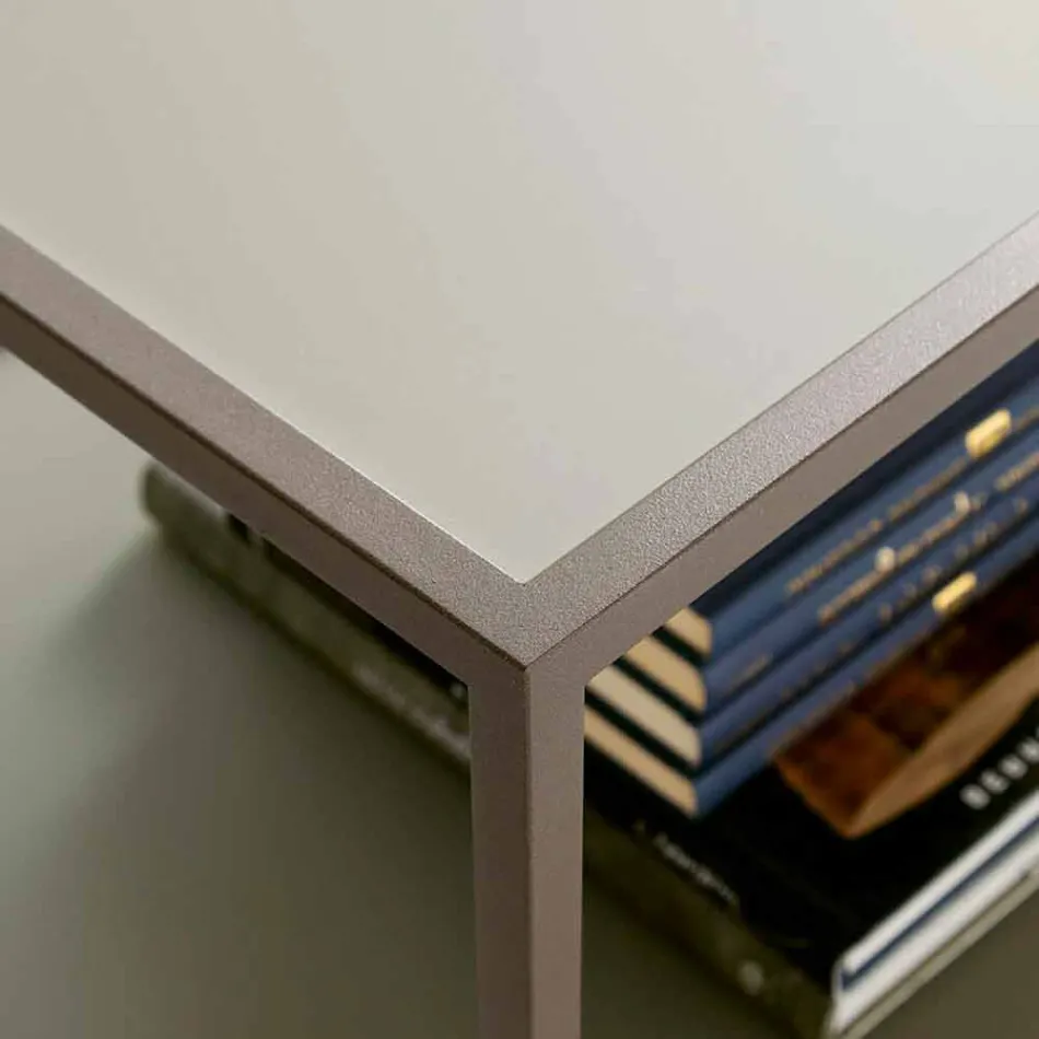 Masuta de cafea din metal cu blaturi din cristal Made in Italy - Fermio Viadurini