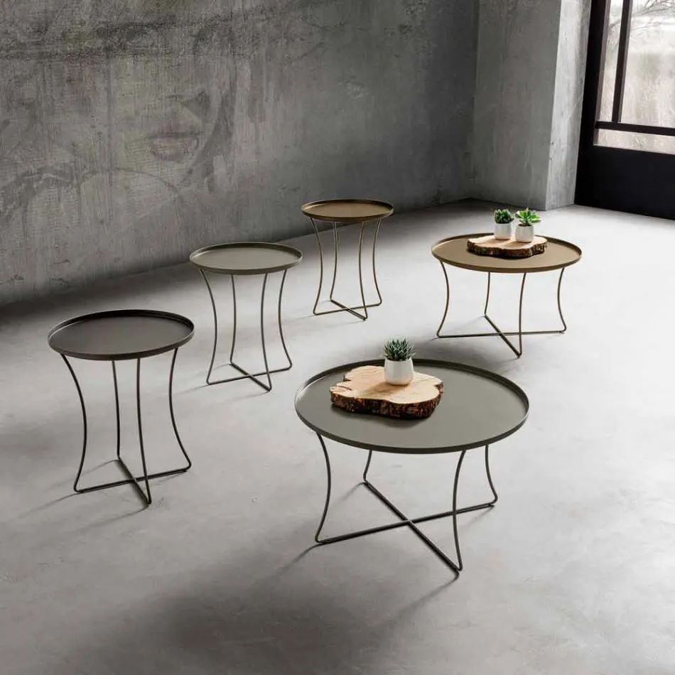 Masa de cafea din metal cu tava pentru containere Made in Italy - Numbo Viadurini