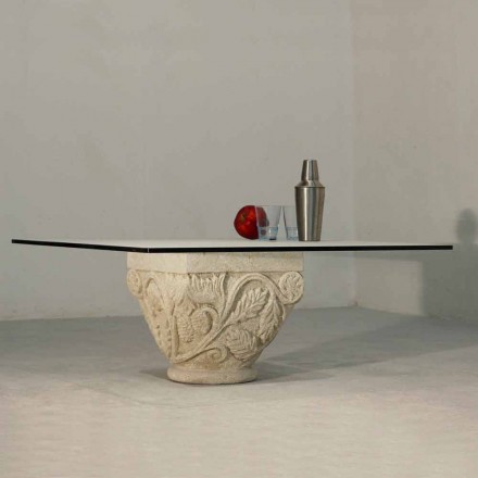 Piatră și masă de cafea din sticlă cu un design clasic Mytros Viadurini
