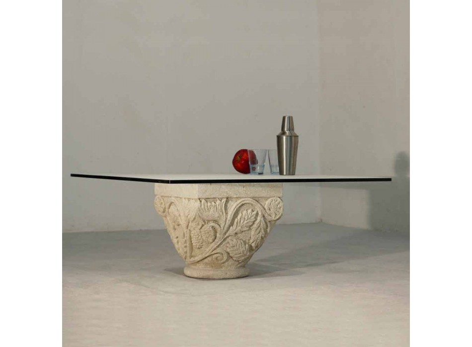 Piatră și masă de cafea din sticlă cu un design clasic Mytros Viadurini