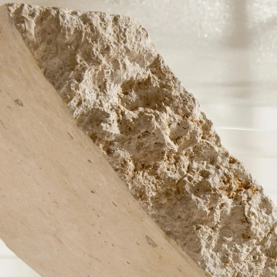 Masuta de cafea Fossil Stone cu blat din sticla transparenta - Kansas Viadurini