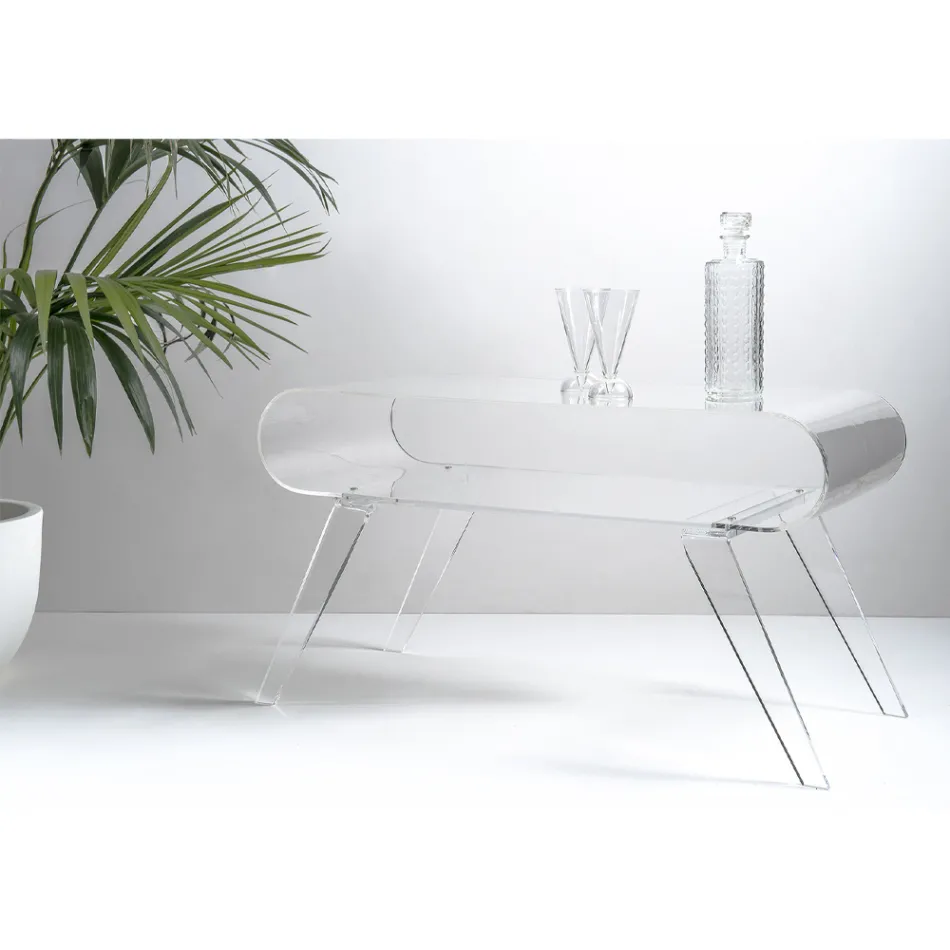 Masuta de cafea in plexiglas transparent sau cu lemn de design - ipsos Viadurini