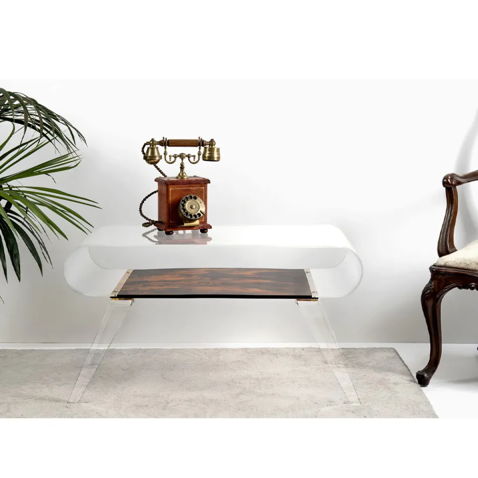 Masuta de cafea in plexiglas transparent sau cu lemn de design - ipsos Viadurini