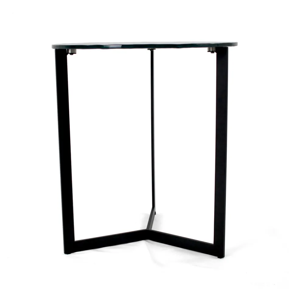 Masuta de cafea din sticla cu baza din otel Made in Italy - Aspira Viadurini