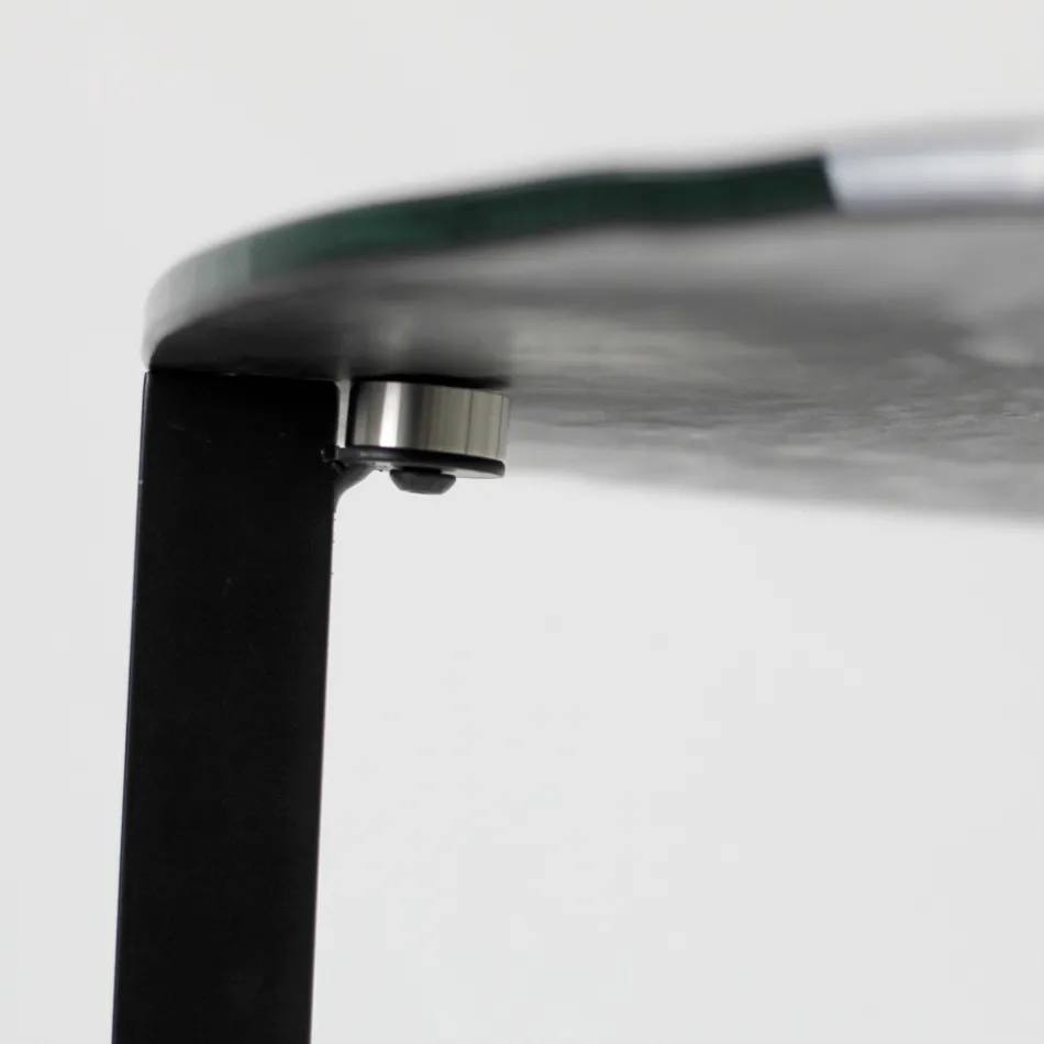 Masuta de cafea din sticla cu baza din otel Made in Italy - Aspira Viadurini