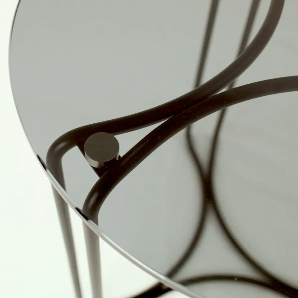 Masuta de cafea din sticla si baza cu 3 semilune Made in Italy - Arepa Viadurini