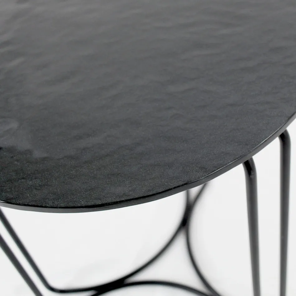 Masuta de cafea din sticla si baza cu 3 semilune Made in Italy - Arepa Viadurini