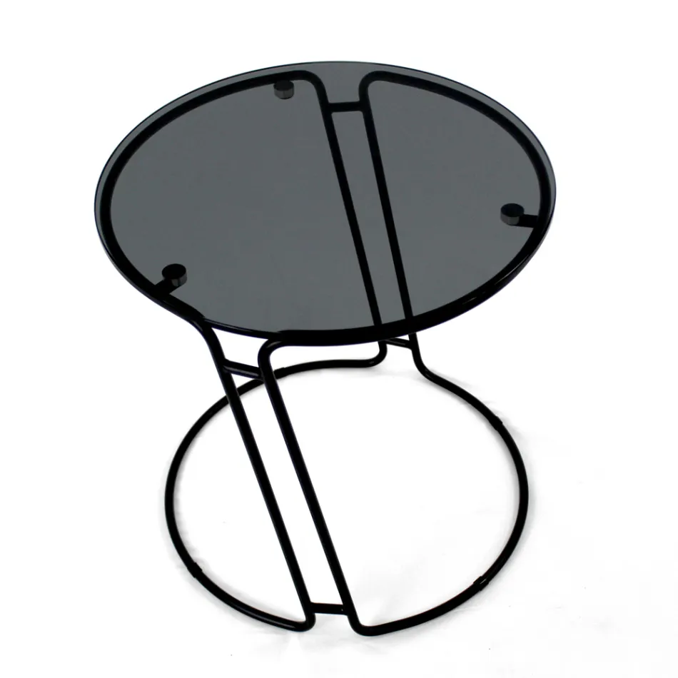 Masuta de cafea din sticla si baza rotunda Made in Italy - Tullia Viadurini