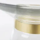 Masuta de cafea din sticla si decor din otel placat cu alama - Gabrio Viadurini