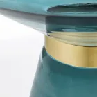 Masuta de cafea din sticla si decor din otel placat cu alama - Gabrio Viadurini