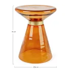 Masuta de cafea din sticla si decor din otel placat cu alama - Gabrio Viadurini