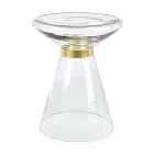 Masuta de cafea din sticla si decor din otel placat cu alama - Gabrio Viadurini