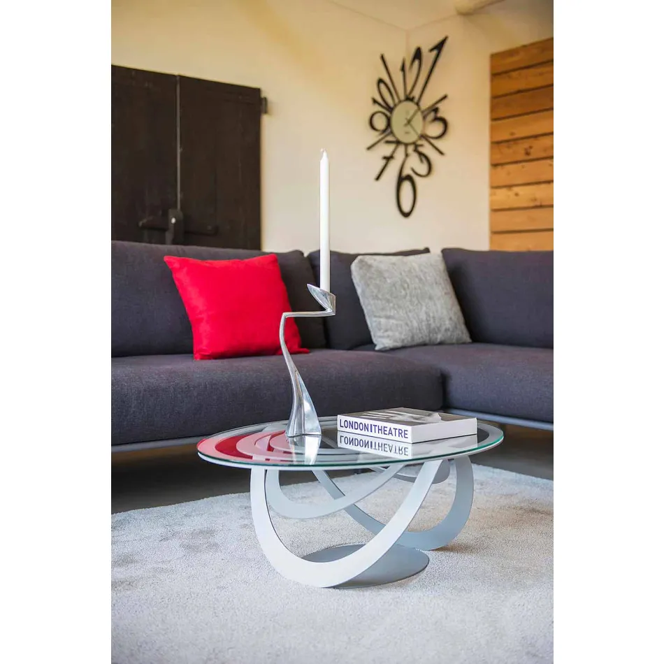 Masă de cafea din sticlă și alb sau ardezie fabricată în Italia - Olfeo Viadurini