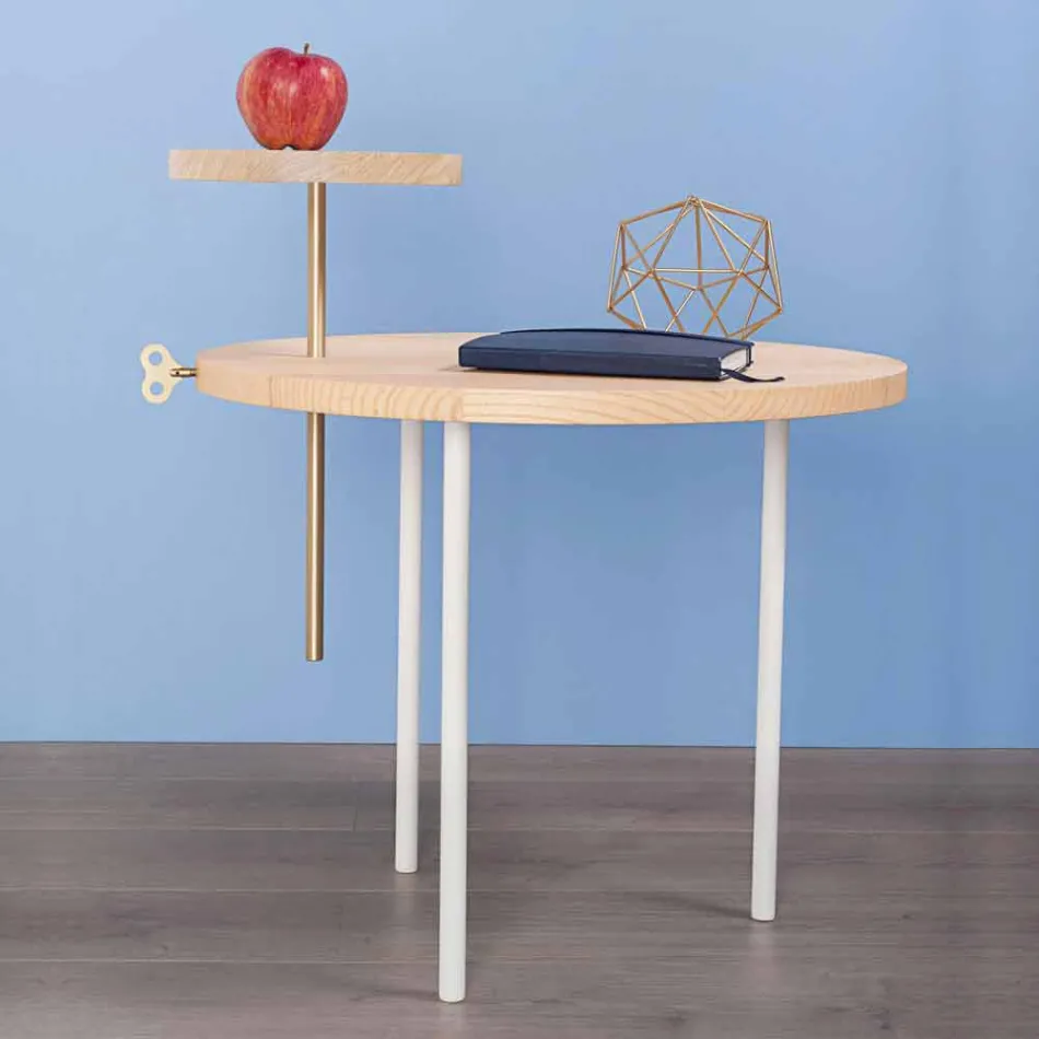 Măsuță de cafea modernă cu blat rotund din frasin Made in Italy - Velino Viadurini