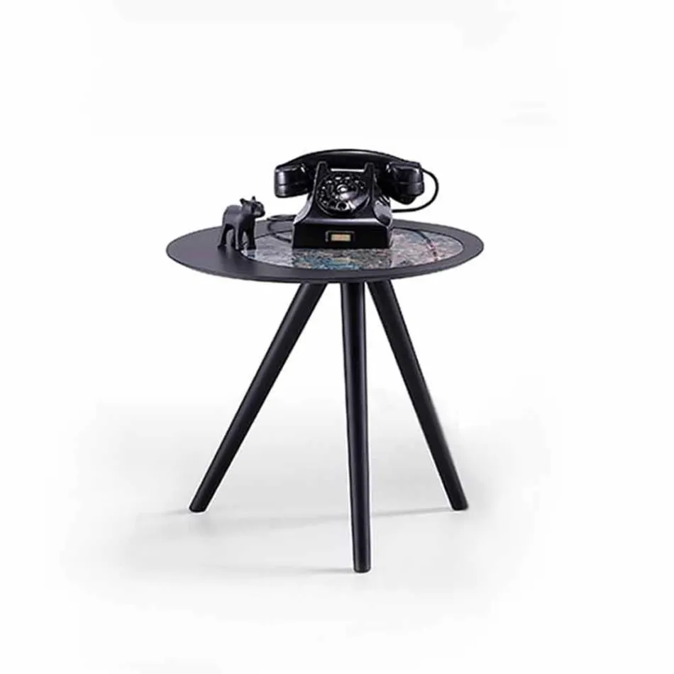 Masă de cafea modernă cu blat rotund în Gres Made in Italy - Stuttgart Viadurini